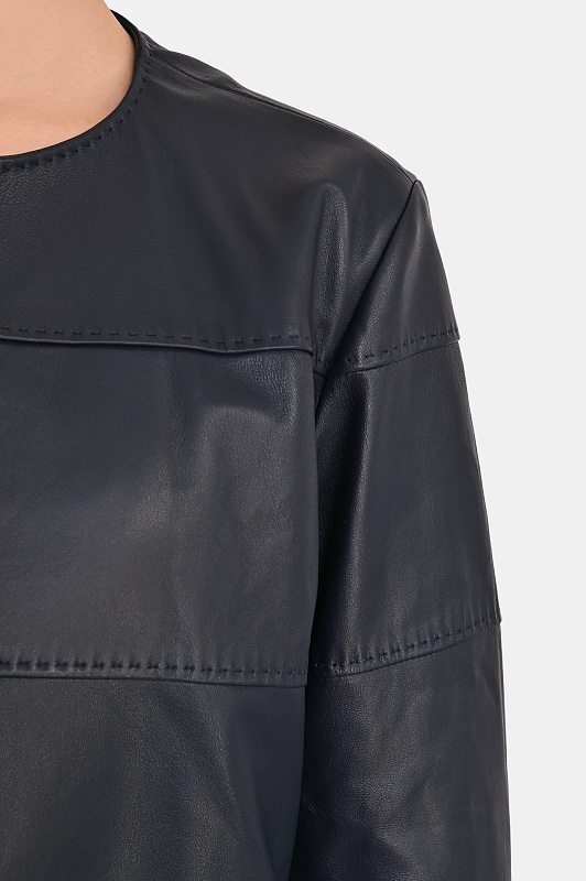 Кожаная куртка прямого кроя KITON Темно-синий Женский D61575K0949H01003 Кожаная куртка прямого кроя KITON Темно-синий Женский D61575K0949H01003