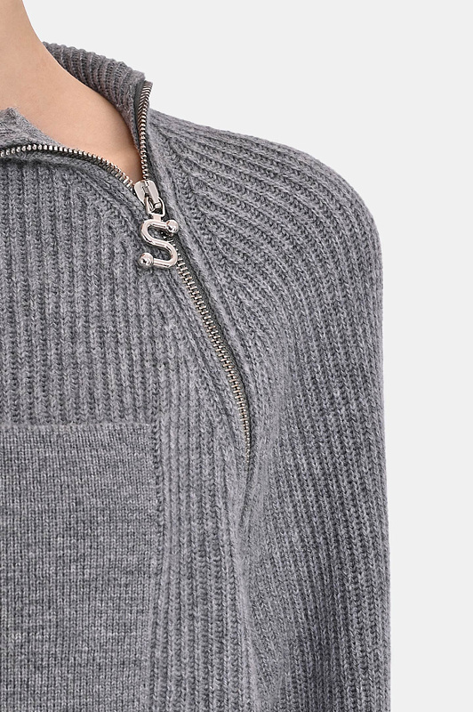 Вязаный свитер с молнией SPORTMAX Серый Женский SALPA 2522366032600
