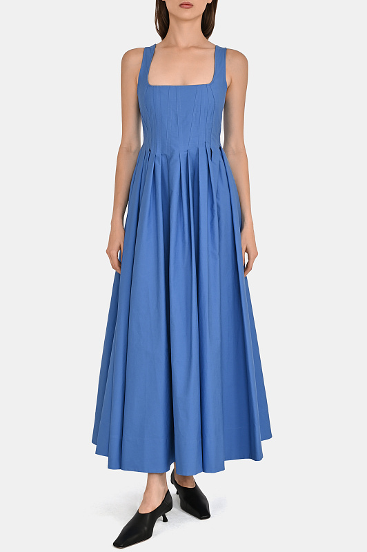 Хлопковое платье миди SPORTMAX Синий Женский SPXGIRO 2612221092600