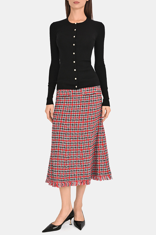 Юбка миди с бахромой SELF PORTRAIT  Красный Женский AW26146MSKR