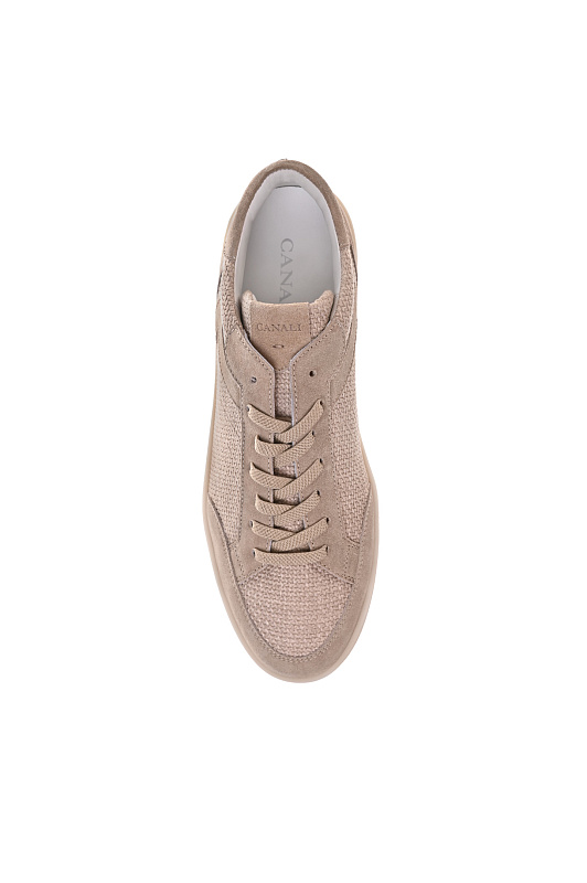 Текстильные кеды из кожи CANALI Бежевый Мужской 491224RC01272 Текстильные кеды из кожи CANALI Бежевый Мужской 491224RC01272