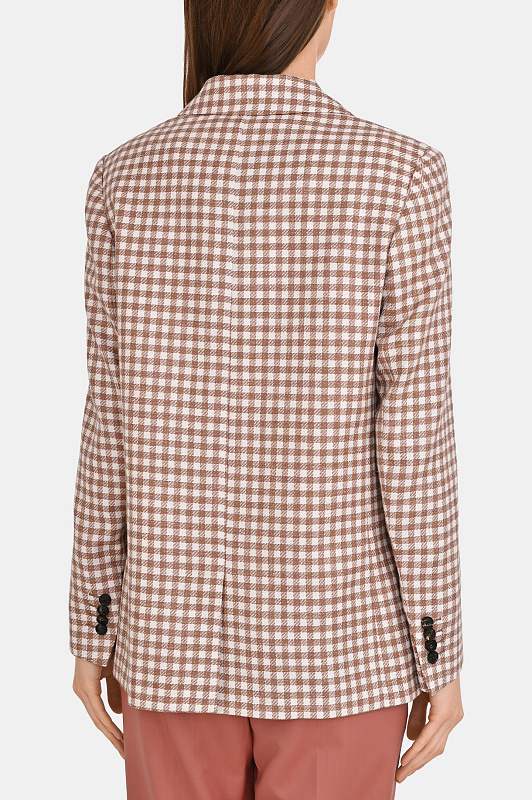 Двубортный жакет в клетку KITON Коричневый Женский D54507K0615G3 Двубортный жакет в клетку KITON Коричневый Женский D54507K0615G3