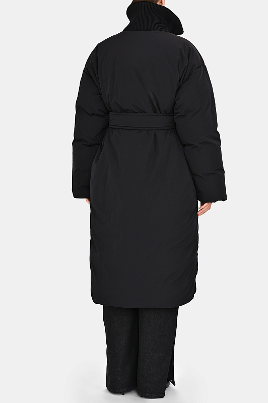 Стёганое пальто с поясом SPORTMAX Черный Женский CASARSA 2522496012600