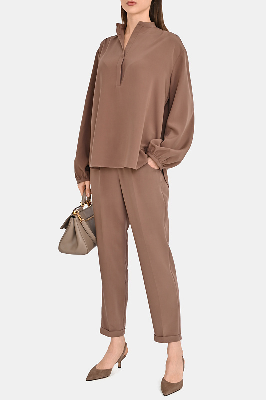 Шелковые брюки с кулиской KITON Какао Женский D37102K0977A3800D Шелковые брюки с кулиской KITON Какао Женский D37102K0977A3800D