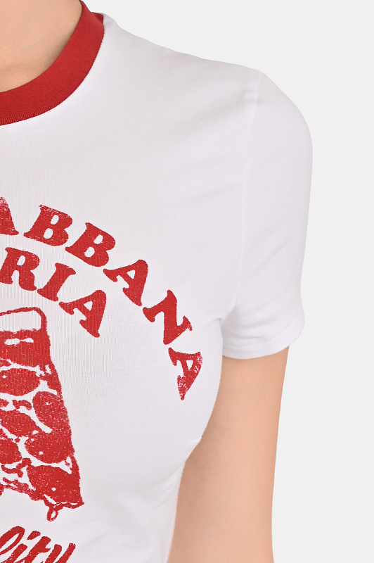 Хлопковая футболка с принтом DOLCE & GABBANA Белый Женский F8W08T GDDM8 Хлопковая футболка с принтом DOLCE & GABBANA Белый Женский F8W08T GDDM8
