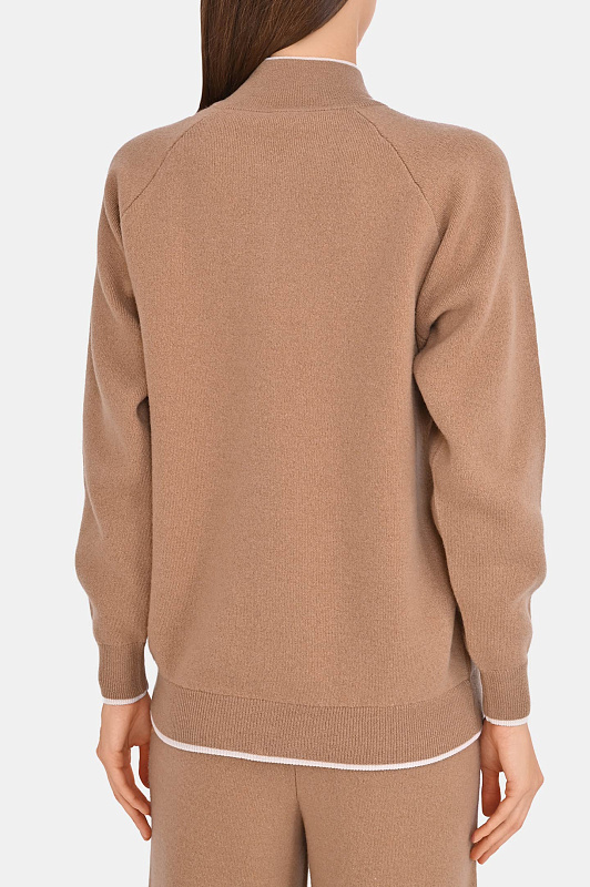 Трикотажный кардиган на молнии KITON Бежевый Женский D62940K0584L0
