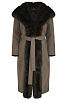 Длинное пальто с мехом MORETTI Коричневый