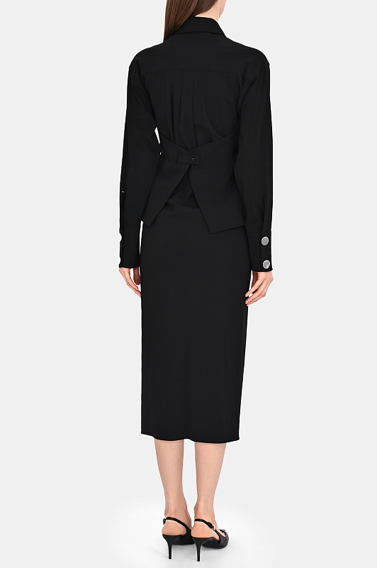 Вискозное платье-дюймовочка со сборками SPORTMAX Черный Женский PIRANIA 2522226061600 Вискозное платье-дюймовочка со сборками SPORTMAX Черный Женский PIRANIA 2522226061600