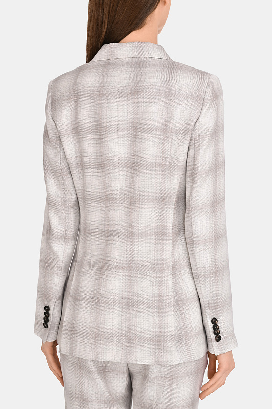 Вискозный жакет в клетку KITON Серый Женский D46523K0922G08004