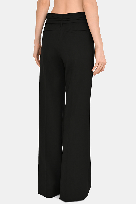 Шерстяные брюки с пряжкой SPORTMAX Черный Женский SPXCERA 2612131011600