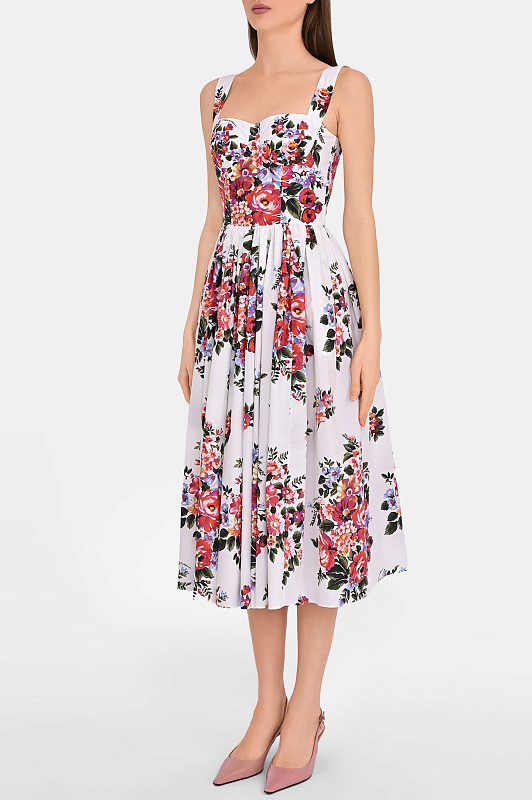 Хлопковое платье с цветами DOLCE & GABBANA Белый Женский F6TTGTHS5UU HA5ZO Хлопковое платье с цветами DOLCE & GABBANA Белый Женский F6TTGTHS5UU HA5ZO