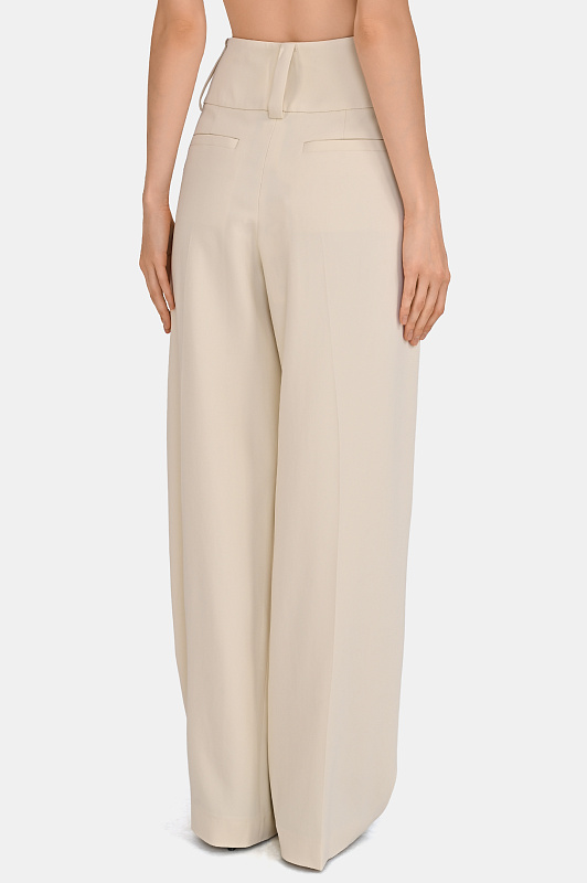 Широкие брюки SPORTMAX Молочный Женский SPSOBLO 2612131073600 Широкие брюки SPORTMAX Молочный Женский SPSOBLO 2612131073600