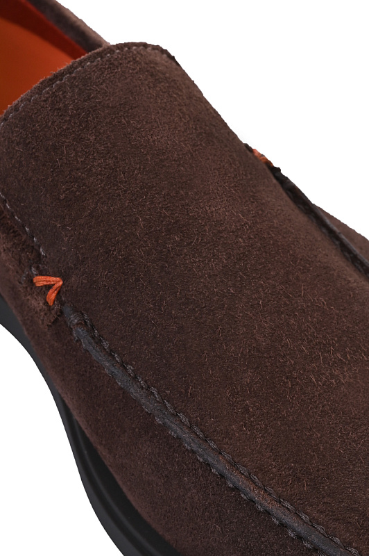 Замшевые лоферы SANTONI Темно-коричневый Мужской MGDG17824SMOKSVUT50