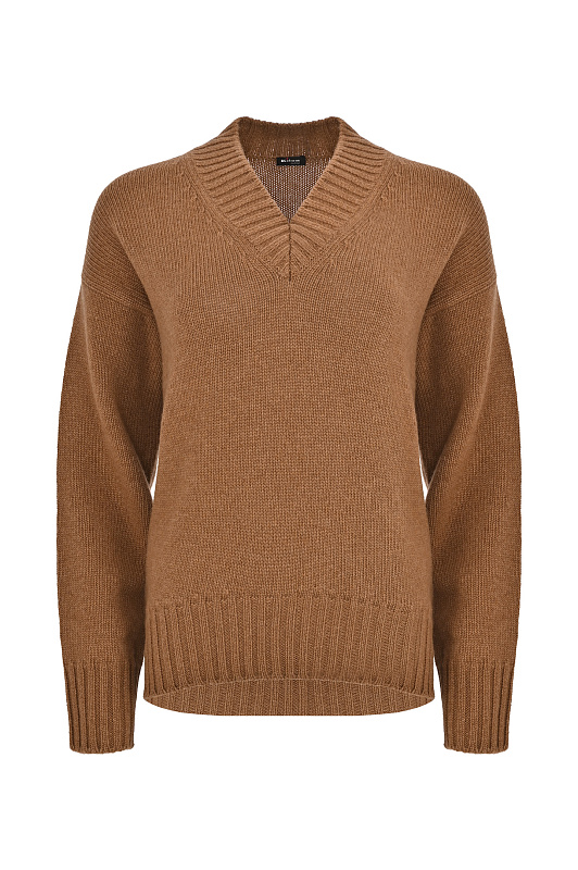Вязаный пуловер с мысом KITON Коричневый Женский D62943K0585L0 Вязаный пуловер с мысом KITON Коричневый Женский D62943K0585L0