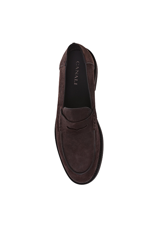 Замшевые лоферы пенни CANALI Темно-коричневый Мужской 662212RB01274 Замшевые лоферы пенни CANALI Темно-коричневый Мужской 662212RB01274