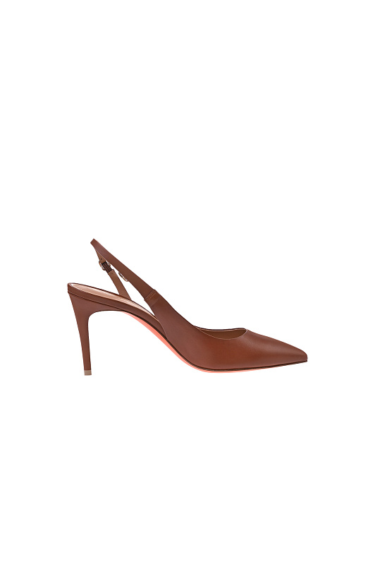Кожаные босоножки-слингбэк SANTONI Коричневый Женский WDIG71269HI2NSZAC50