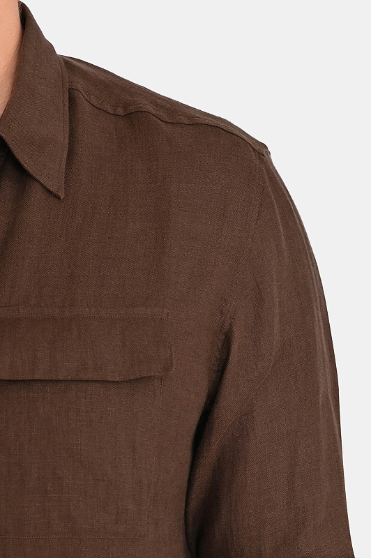 Льняная рубашка KITON Коричневый Мужской UMCBUBAH096901 Льняная рубашка KITON Коричневый Мужской UMCBUBAH096901