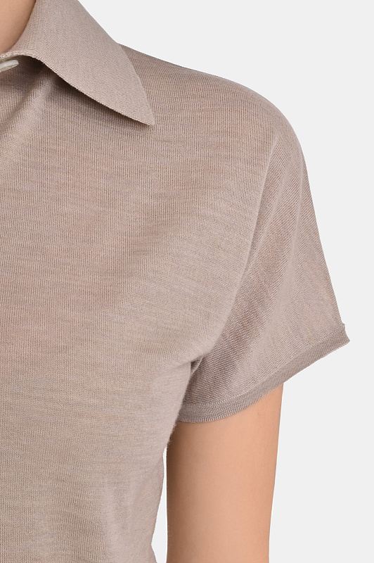 Шерстяное поло с поясом KITON Бежевый Женский D577170 Шерстяное поло с поясом KITON Бежевый Женский D577170