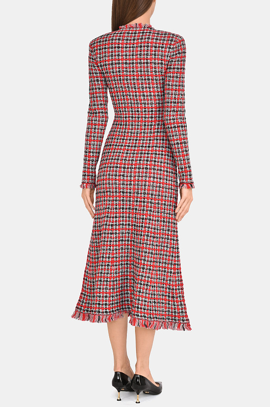 Платье миди в клетку SELF PORTRAIT Красный Женский AW26146MR Платье миди в клетку SELF PORTRAIT Красный Женский AW26146MR