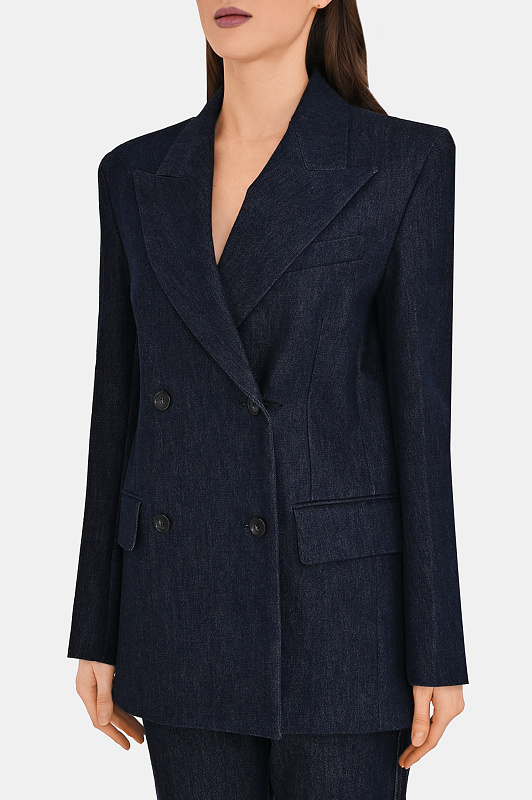 Джинсовый жакет двубортный SPORTMAX Темно-синий Женский ANCELLA1234 2522046053600