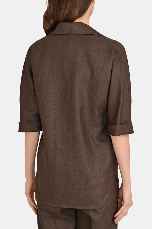 Льняной жакет-рубашка KITON Темно-коричневый Женский D61406K0987G0 Льняной жакет-рубашка KITON Темно-коричневый Женский D61406K0987G0