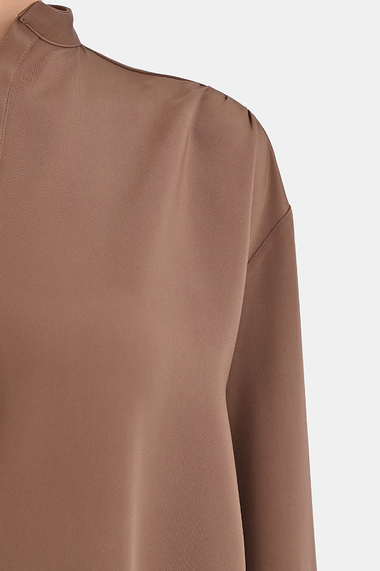 Шелковая блуза с манжетами KITON Какао Женский D61422K0977A38004 Шелковая блуза с манжетами KITON Какао Женский D61422K0977A38004