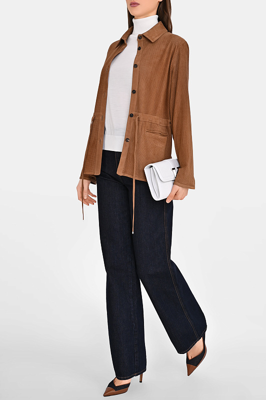 Кожаный клатч с клапаном KITON Белый Женский DKARRYK0938F16001