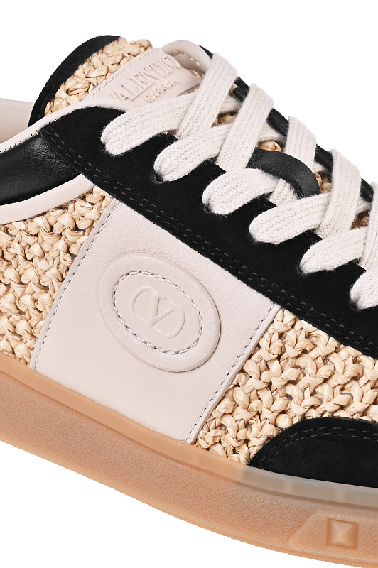 Кожаные кеды с плетением VALENTINO GARAVANI Бежевый Женский 8W2S0IL9DPK 9ZY