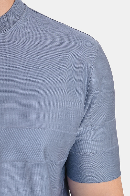 Хлопковая футболка гладкая CANALI Голубой Мужской T0943MJ02438 Хлопковая футболка гладкая CANALI Голубой Мужской T0943MJ02438