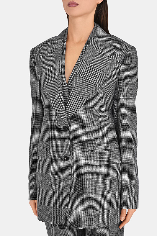 Удлинённый жакет в клетку DOLCE & GABBANA Черно-белый Женский F2JCBT FQ2O5 Удлинённый жакет в клетку DOLCE & GABBANA Черно-белый Женский F2JCBT FQ2O5