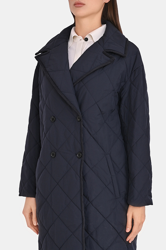 Стеганое пальто миди KITON Темно-синий Женский D62625K0555L0