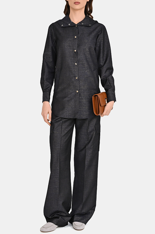 Шерстяная блуза с капюшоном KITON Темно-синий Женский D54435K0901G0 Шерстяная блуза с капюшоном KITON Темно-синий Женский D54435K0901G0