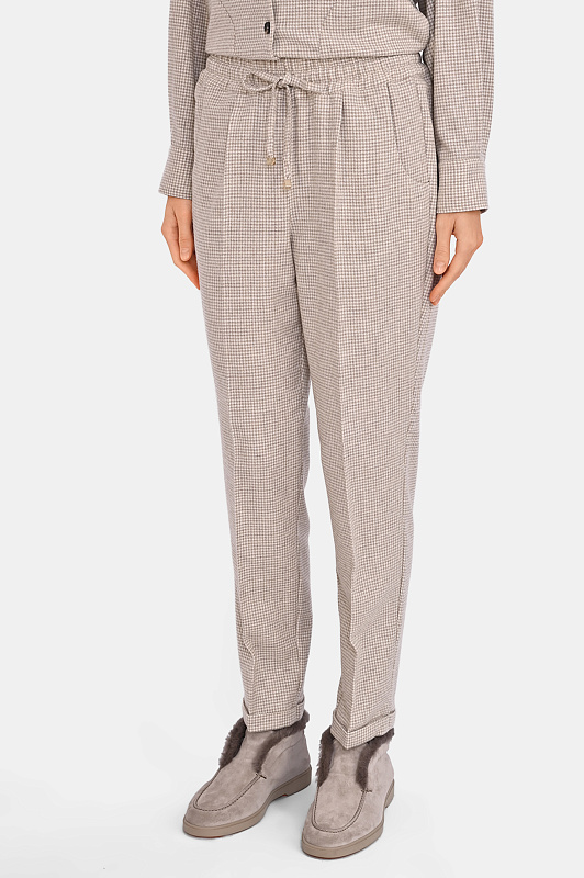 Зауженные брюки в клетку KITON Бежевый Женский D37102K0546I0 Зауженные брюки в клетку KITON Бежевый Женский D37102K0546I0