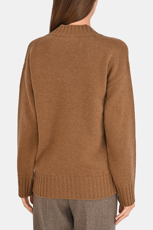 Вязаный пуловер с мысом KITON Коричневый Женский D62943K0585L0 Вязаный пуловер с мысом KITON Коричневый Женский D62943K0585L0