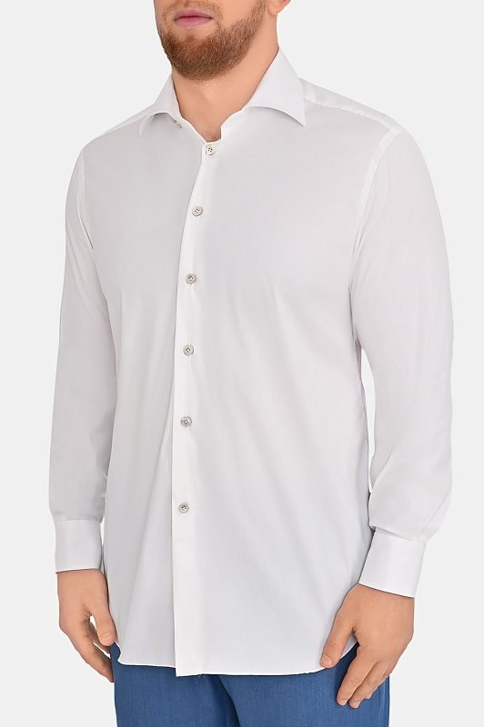Хлопковая рубашка стрейч KITON Белый Мужской UCCH0296002 Хлопковая рубашка стрейч KITON Белый Мужской UCCH0296002