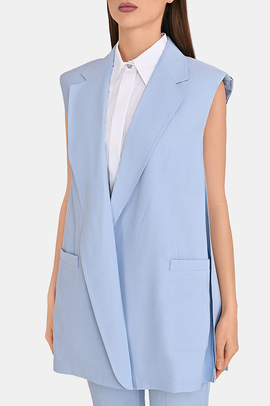 Удлиненный жилет SPORTMAX Голубой Женский SPXMAGGIO 2612281012600 Удлиненный жилет SPORTMAX Голубой Женский SPXMAGGIO 2612281012600