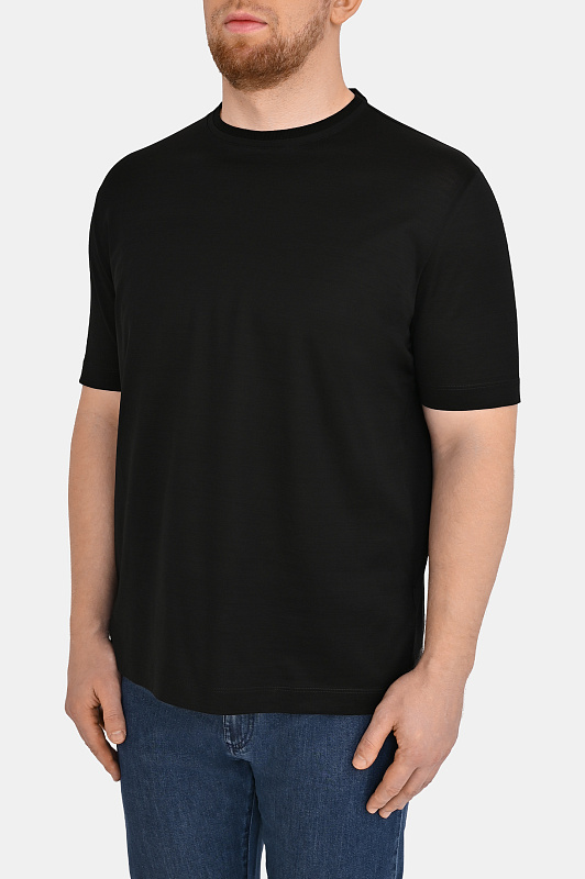 Хлопковая футболка CANALI Черный Мужской T0922MJ00002 Хлопковая футболка CANALI Черный Мужской T0922MJ00002