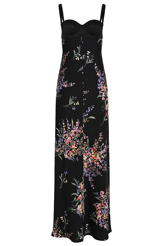 Шелковое платье макси DOLCE & GABBANA Черный Женский F60G8TFSA8N Шелковое платье макси DOLCE & GABBANA Черный Женский F60G8TFSA8N