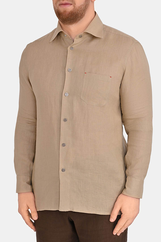 Льняная рубашка с карманом KITON Бежевый Мужской UMCNERHH096902 Льняная рубашка с карманом KITON Бежевый Мужской UMCNERHH096902