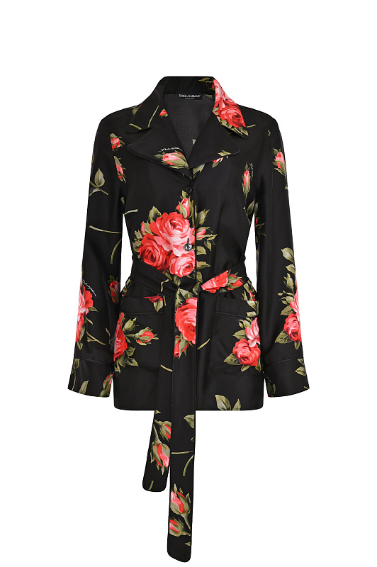 Шелковая блуза с поясом DOLCE & GABBANA Черный Женский F5Q03TIS11G Шелковая блуза с поясом DOLCE & GABBANA Черный Женский F5Q03TIS11G