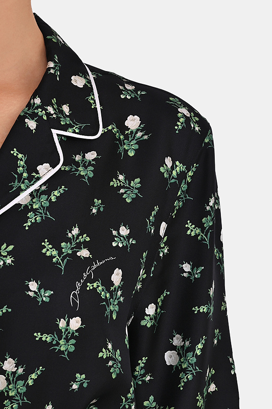 Шелковая блуза с поясом DOLCE & GABBANA Черный Женский F5I89TIS13G Шелковая блуза с поясом DOLCE & GABBANA Черный Женский F5I89TIS13G
