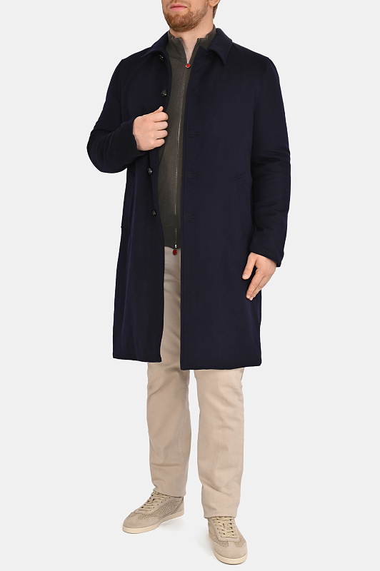 Пальто шерстяное KITON Темно-синий Мужской UW2564V0460L2 Пальто шерстяное KITON Темно-синий Мужской UW2564V0460L2