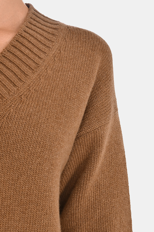 Вязаный пуловер с мысом KITON Коричневый Женский D62943K0585L0 Вязаный пуловер с мысом KITON Коричневый Женский D62943K0585L0