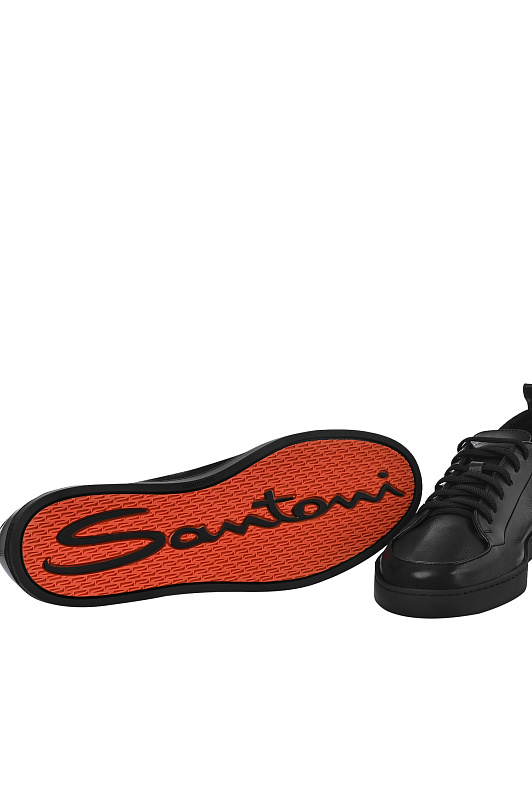 Кожаные кеды SANTONI Черный Мужской MBNG22184NEATFRIN01 Кожаные кеды SANTONI Черный Мужской MBNG22184NEATFRIN01
