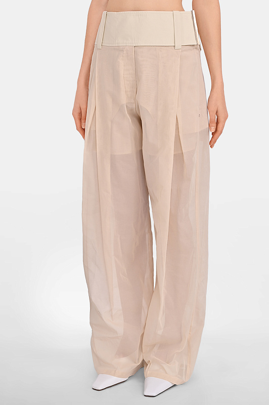 Хлопковые брюки SPORTMAX Молочный Женский SPSFERITO 2612131033600