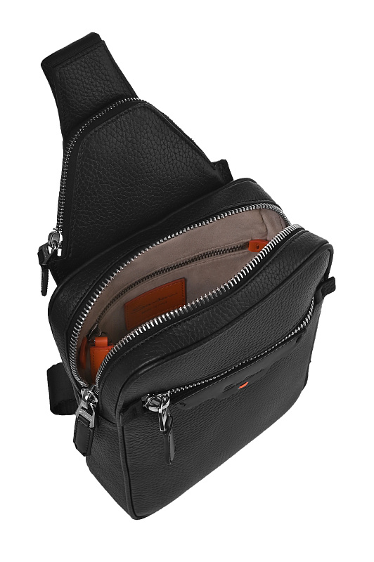 Фактурная сумка-слинг SANTONI Черный Мужской UIBGA2869BS-AITBN01 Фактурная сумка-слинг SANTONI Черный Мужской UIBGA2869BS-AITBN01