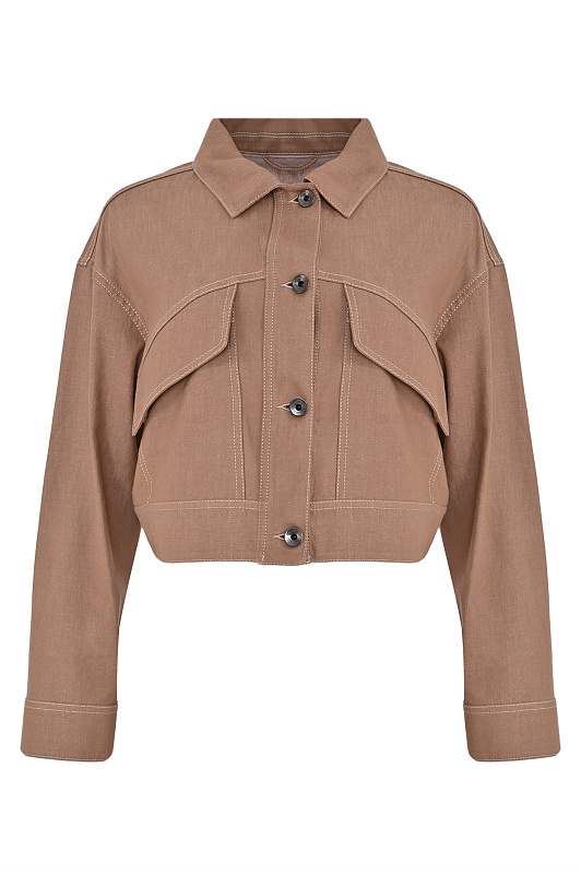 Укороченная куртка BRUNELLO CUCINELLI Коричневый Женский MB1257801 Укороченная куртка BRUNELLO CUCINELLI Коричневый Женский MB1257801