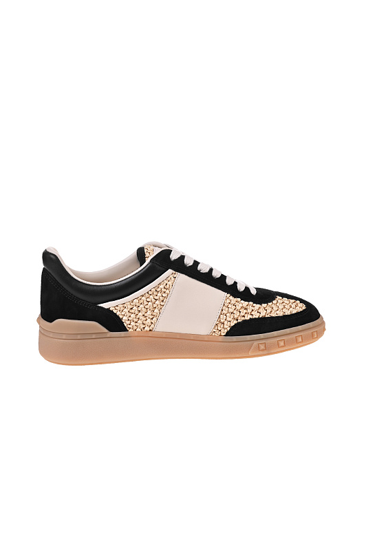 Кожаные кеды с плетением VALENTINO GARAVANI Бежевый Женский 8W2S0IL9DPK 9ZY