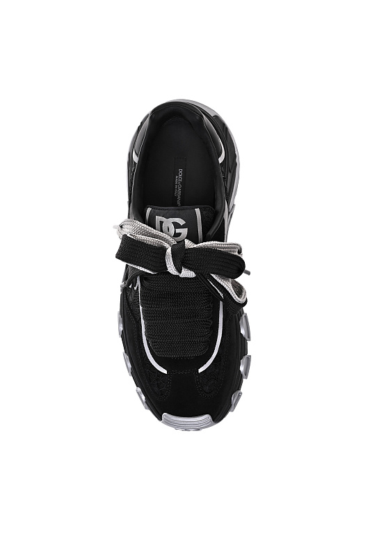 Кожаные кроссовки с лого DOLCE & GABBANA Черный Женский CK2417 AO189 Кожаные кроссовки с лого DOLCE & GABBANA Черный Женский CK2417 AO189