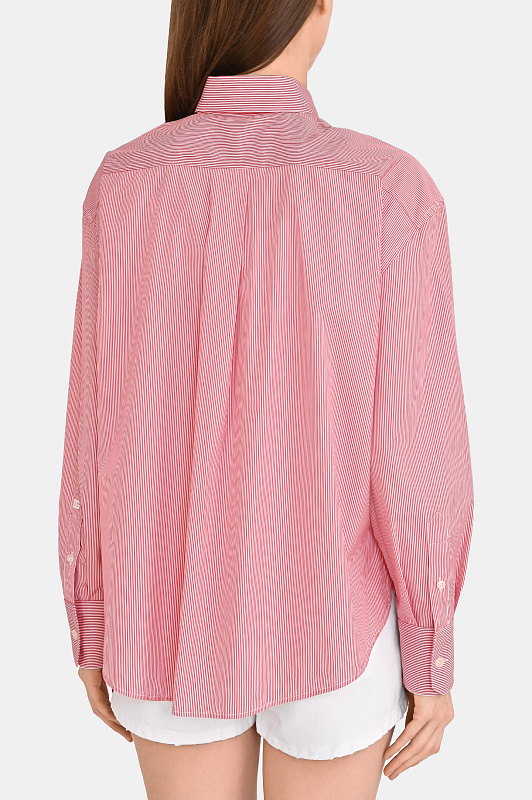 Хлопковая блуза в полоску DOLCE & GABBANA  Красный Женский F5U06Z FR51L